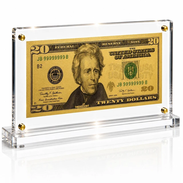Main image of 20 Dollar Gold Foil Bill with Acrylic Display Stand
