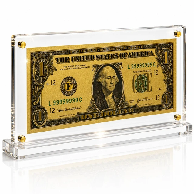 Main image of 1 Dollar Gold Foil Bill with Acrylic Display Stand