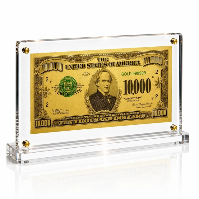 Main image of 10,000 Dollar Gold Foil Bill with Acrylic Display Stand