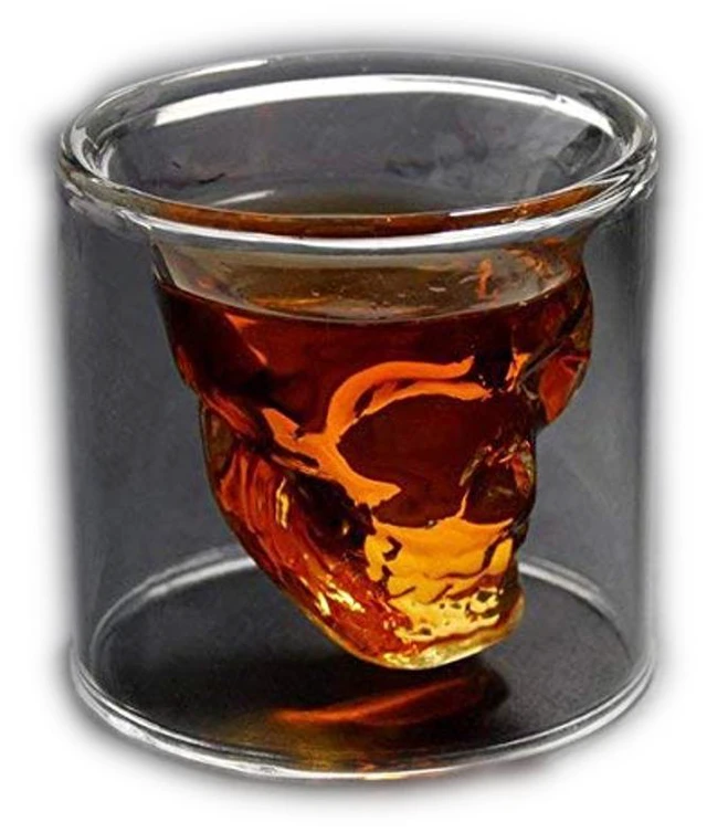 Main image of 5 Ounce Crystal Skull Beer Whiskey Rock Double Glass Cup