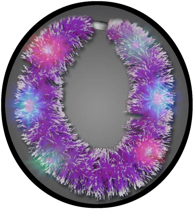 Main image of Purple Light Up Hawaiian Grass Lei With Multicolor LEDs