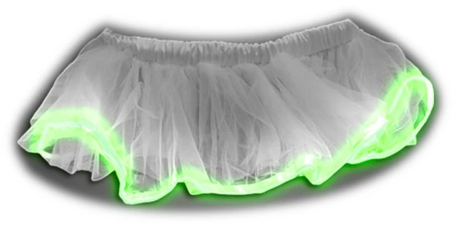 Main image of Light up Romantic Twirling Ballerina Tulle Tutu White Skirt with Green EL Wire