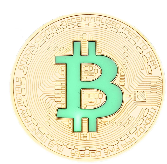 Main image of Collectors Item Silver Coated Bitcoin with Green Letter B No Value Replica Imitation