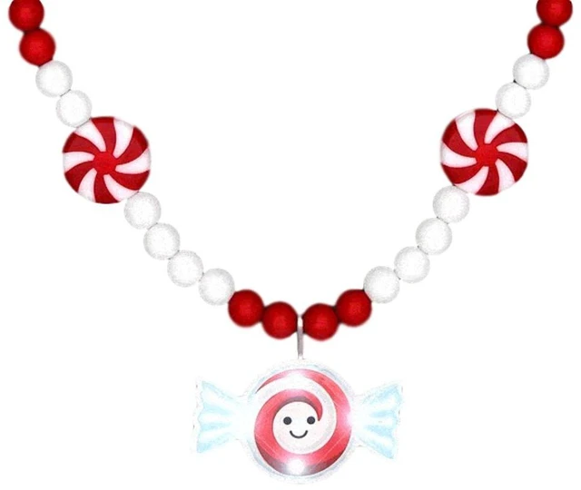 Main image of Jolly Holiday Party Peppermint Blinky Beaded Necklace
