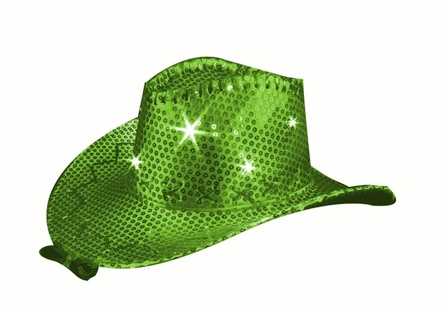 Main image of LED Sequin Cowboy Hat with Fancy Stitching Jade