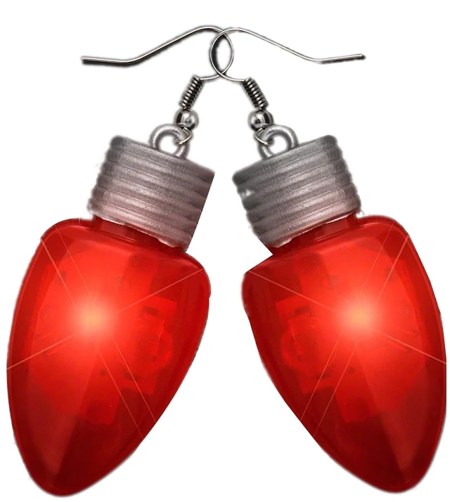 Main image of Flashing Christmas Bulb Earrings Red