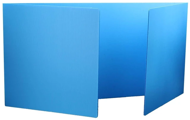 Main image of Blue Premium Corrugated Plastic Study Carrel Bulk Pack of 12