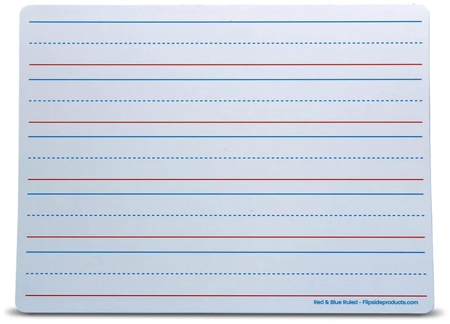 Main image of Flipside Products Magnetic Dry Erase Learning Mat, TwoSided Red & Blue Ruled/Plain, 9" x 12", Pack of 12
