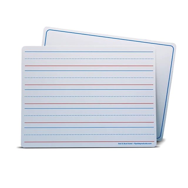 Main image of Flipside Products Dry Erase Learning Mat, TwoSided Red & Blue Ruled/Plain, 9" x 12", Pack of 24