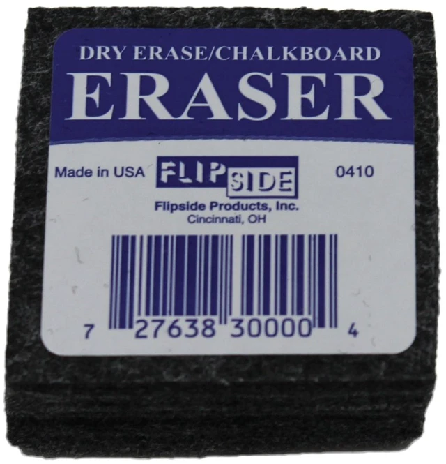 Main image of Flipside 30009 Student Felt Eraser Set for Use with Chalk and Dry Erase, 2" x 2" Size, Dark Gray (Pack of 12)