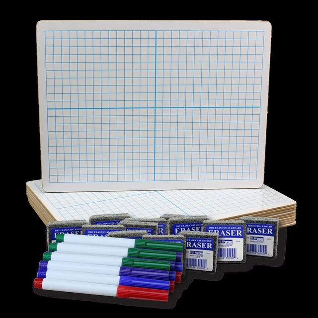 Main image of 9 X 12 Dry Erase Xy Axis/Dry Erase, TwoSided With Colored Markers And Erasers Class Pack 12