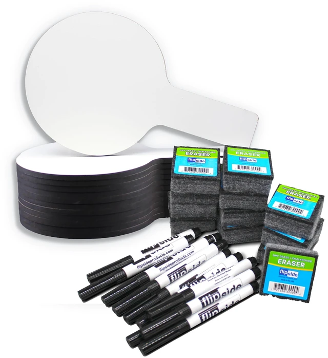 Main image of Mini Dry Erase Answer Paddles With Markers And Erasers Class Pack Of 12