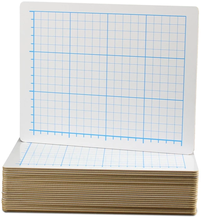 Main image of 9 X 12 Two Sided Quadrant Grid Dry Erase Board 1/2" Square Class Pack 24