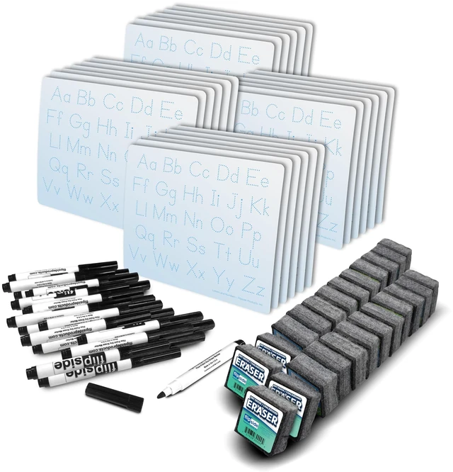 Main image of 9" X 12" Letters And Numbers Learning Mat + Black Marker + Student Eraser Class Pack 72 Pcs