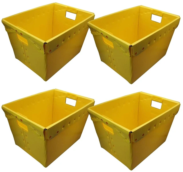 Main image of Yellow Corrugated Plastic Storage Postal Tote 4 Pack