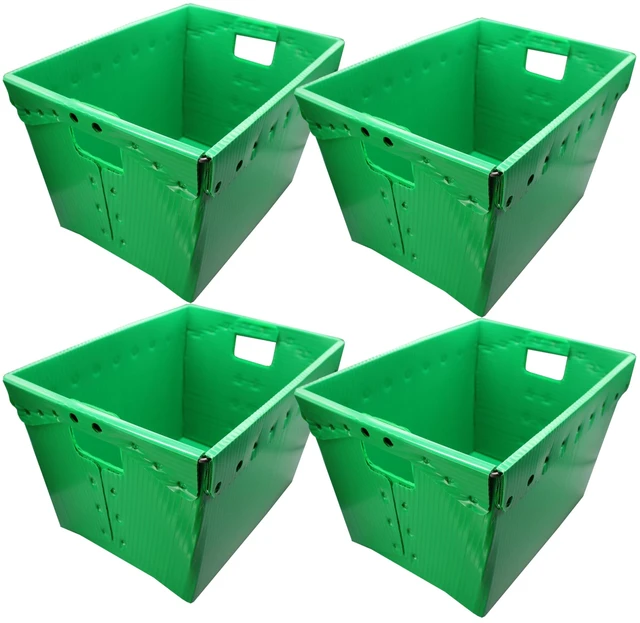Main image of Green Corrugated Plastic Storage Postal Tote 4 Pack
