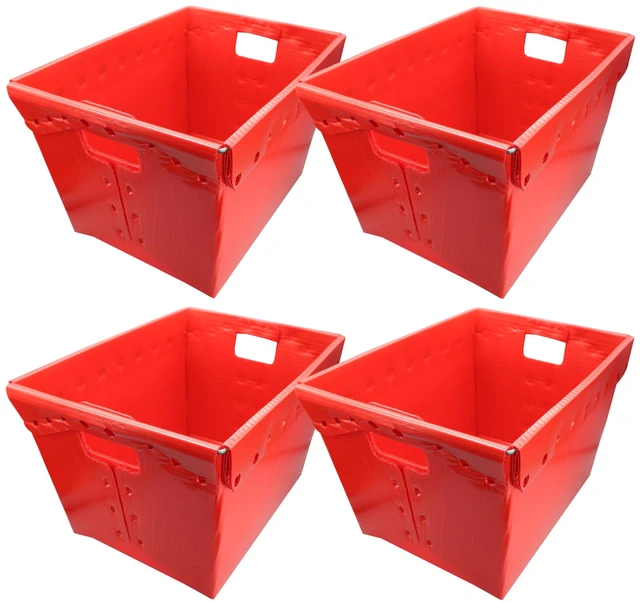 Main image of Red Corrugated Plastic Storage Postal Tote 4 Pack