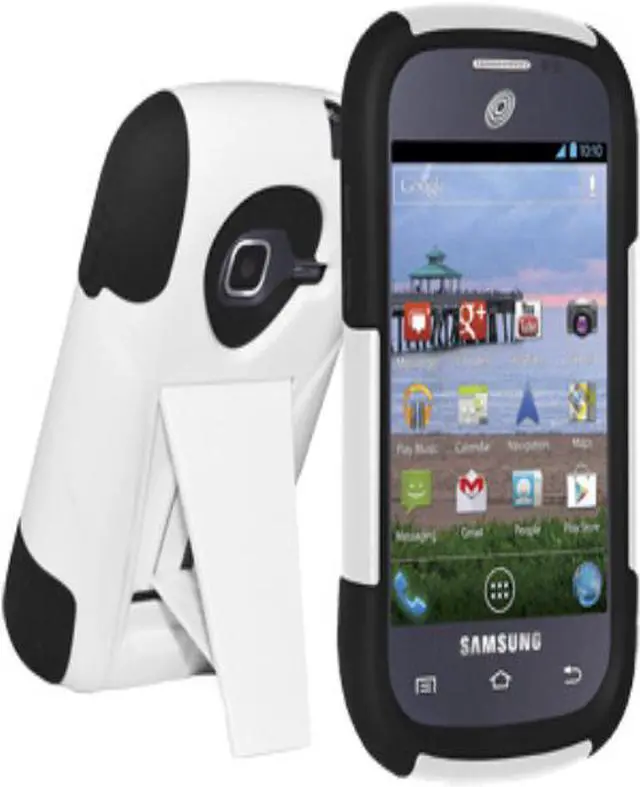 Alt view image 6 of 7 - AMZER DOUBLE LAYER HYBRID CASE COVER WITH KICKSTAND FOR SAMSUNG GALAXY CENTURA SCH-S738C/DISCOVER SGH-S730G - BLACK/WHITE (FIT ALL CARRIERS)