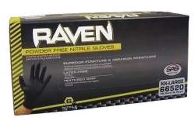 Alt view image 3 of 10 - Sas Safety Corp SS66516 Raven Nitrile Small Powder-free Gloves - Black