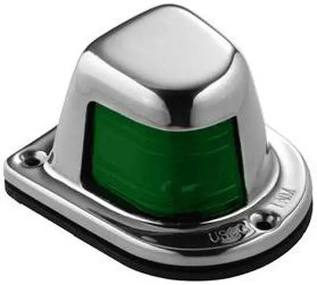 Alt view image 3 of 10 - Attwood 1-Mile Deck Mount, Green Sidelight - 12V - Stainless Steel Housing