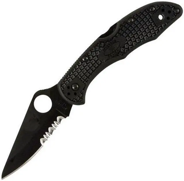 Alt view image 2 of 13 - Spyderco Delica4 Folder Knife 2.9" Partial Titanium Carbonitride Vg10 SS 499Ssg1