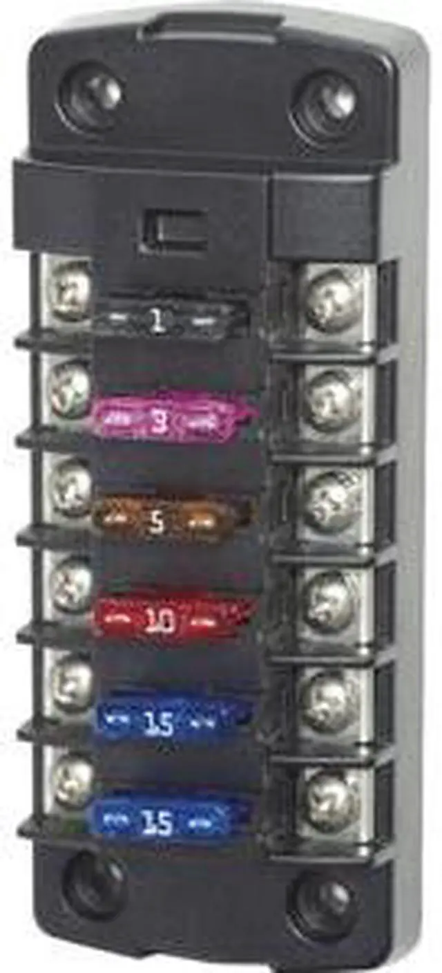 Main image of Blue Sea 5037 ST Blade Fuse Block w/o Cover - 6 Circuit Independent w/o Negative Bus