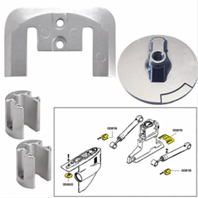 Main image of TECNOSEAL ANODE KIT MERC BRAVO 2 3 W/ HARDWARE ALUMINUM 20804AL