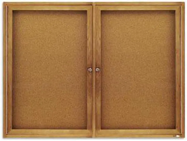 Alt view image 6 of 20 - Quartet Enclosed Bulletin Board Natural Cork/Fiberboard 48 x 36 Oak Frame 364