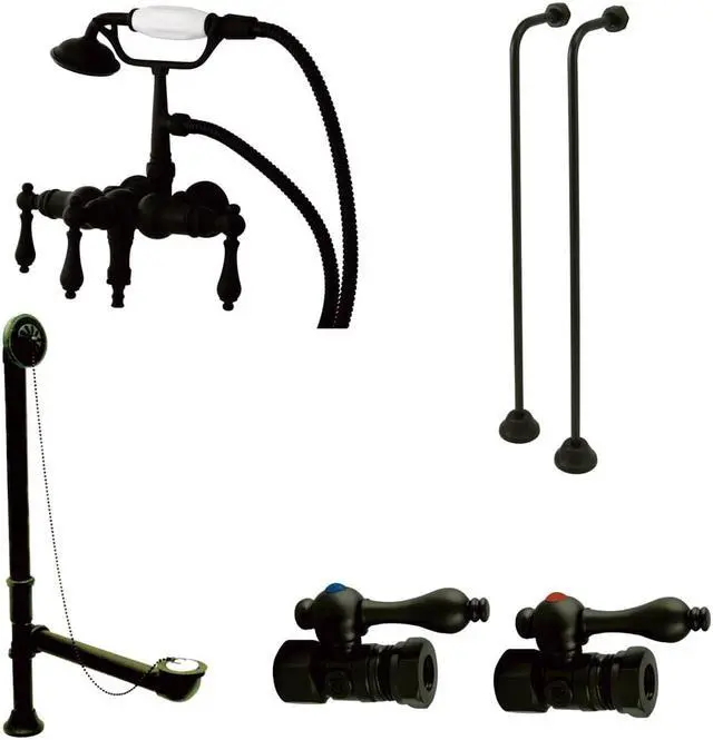 Alt view image 2 of 7 - Kingston Brass CCK19T5A Vintage Wall Mount Down Spout Clawfoot Tub Faucet Packag