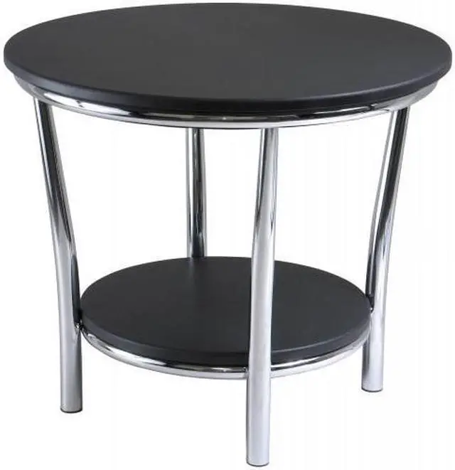 Alt view image 5 of 10 - Maya Round Coffee Table, Black Top, Metal Legs By Winsome Wood