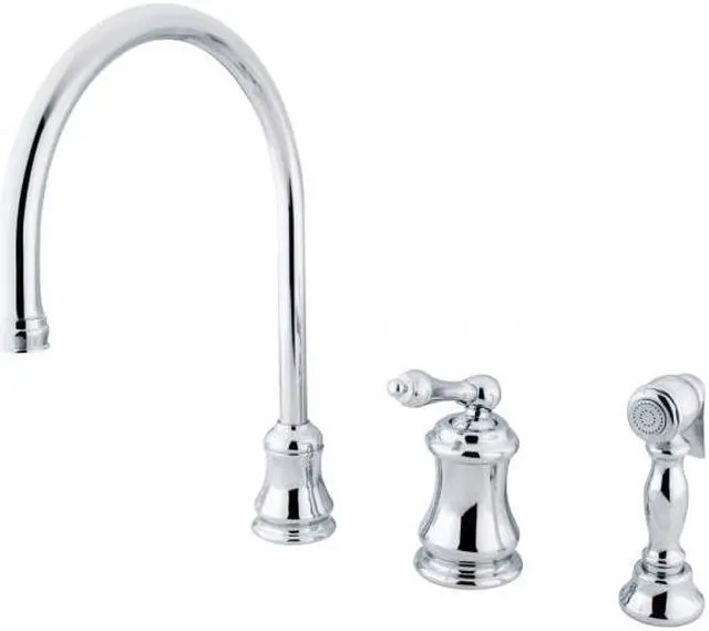Alt view image 4 of 10 - Single Handle Widespread Kitchen Faucet with Brass Sprayer
