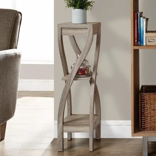 Alt view image 5 of 13 - Monarch Specialties Dark Taupe Reclaimed-Look Plant Stand I 2480