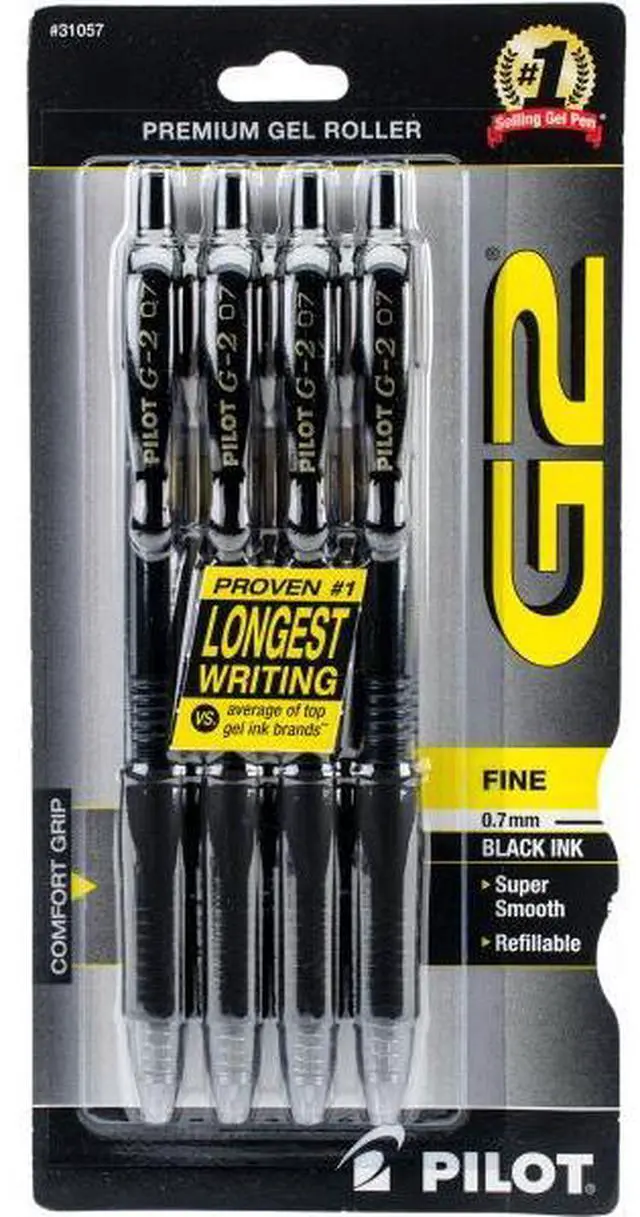 Alt view image 2 of 7 - Pilot Gel Pen Retractable Refillable Fine 4/PK Black 31057
