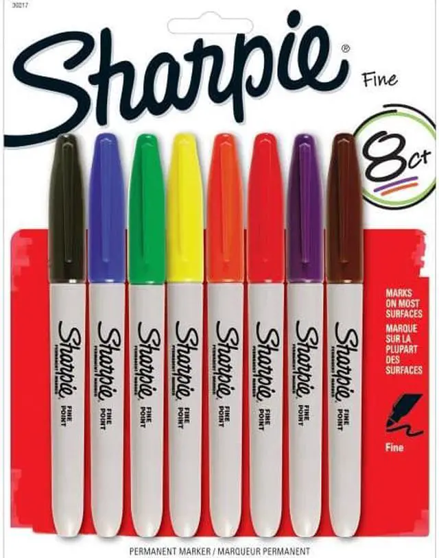 Alt view image 7 of 11 - Sharpie Permanent Marker Fine Point 8/PK Assorted 30217PP