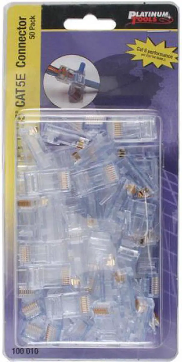 Alt view image 2 of 13 - Platinum Tools EZ-RJ45 Cat5e Connector (50 Pack) (100003C)
