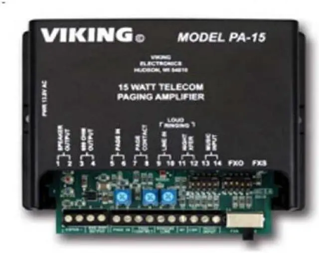 Alt view image 2 of 7 - Viking Electronics - PA-15 - 15 Watt Paging Amplifier with Background Music and Loud Ringing