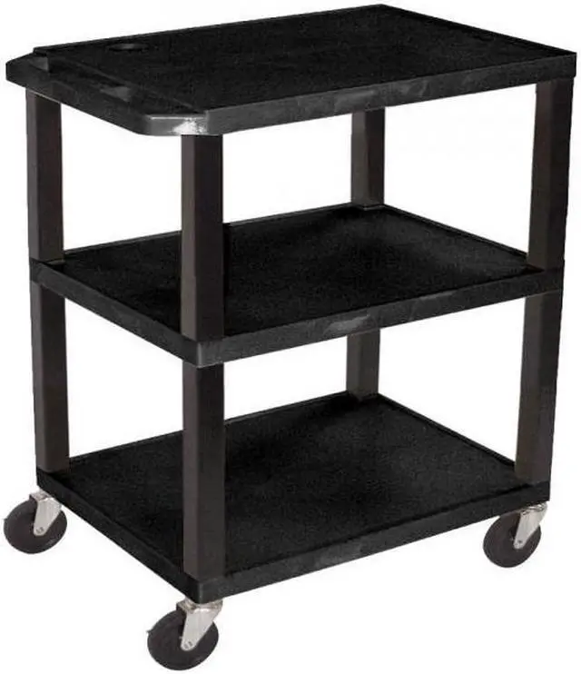 Alt view image 4 of 7 - Luxor WT34S 3 Shelves Multipurpose Tuffy Utility Storage Cart - Black