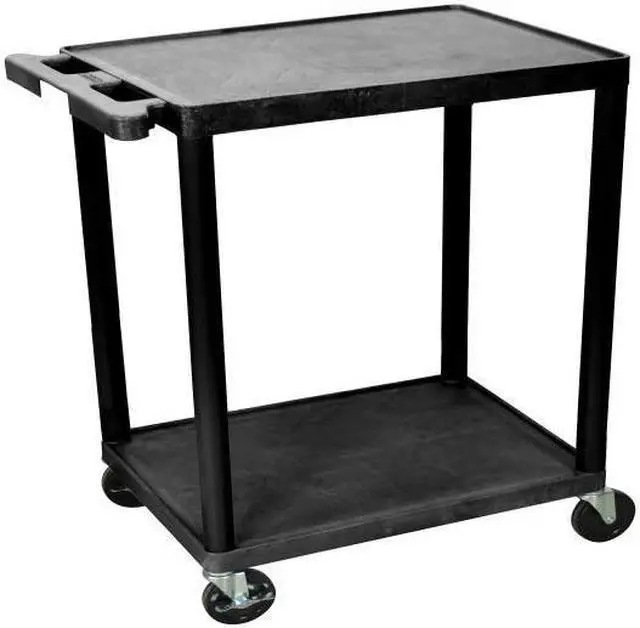 Alt view image 6 of 8 - Luxor HE32-B 2 Shelves Multipurpose Storage Plastic Utility Cart - Black