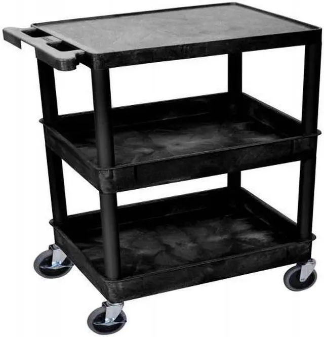 Alt view image 6 of 11 - Luxor STC211-B - Flat Top and Tub Middle/Bottom Shelf Cart
