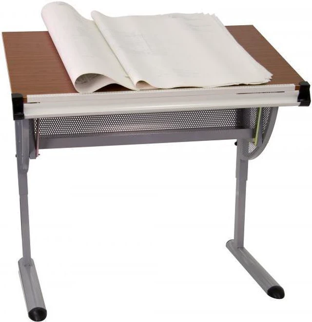 Alt view image 2 of 11 - Flash Furniture NAN-JN-2433-GG Adjustable Drawing and Drafting Table with Pewter Metallic Frame