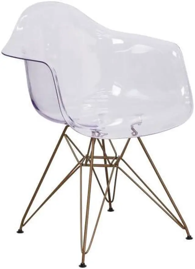 Alt view image 5 of 20 - Alonza Series Transparent Side Chair with Gold Base