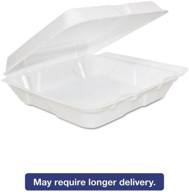 Dart Foam Hinged Lid Containers 8 x 8 x 2 1/4 White 200/Carton