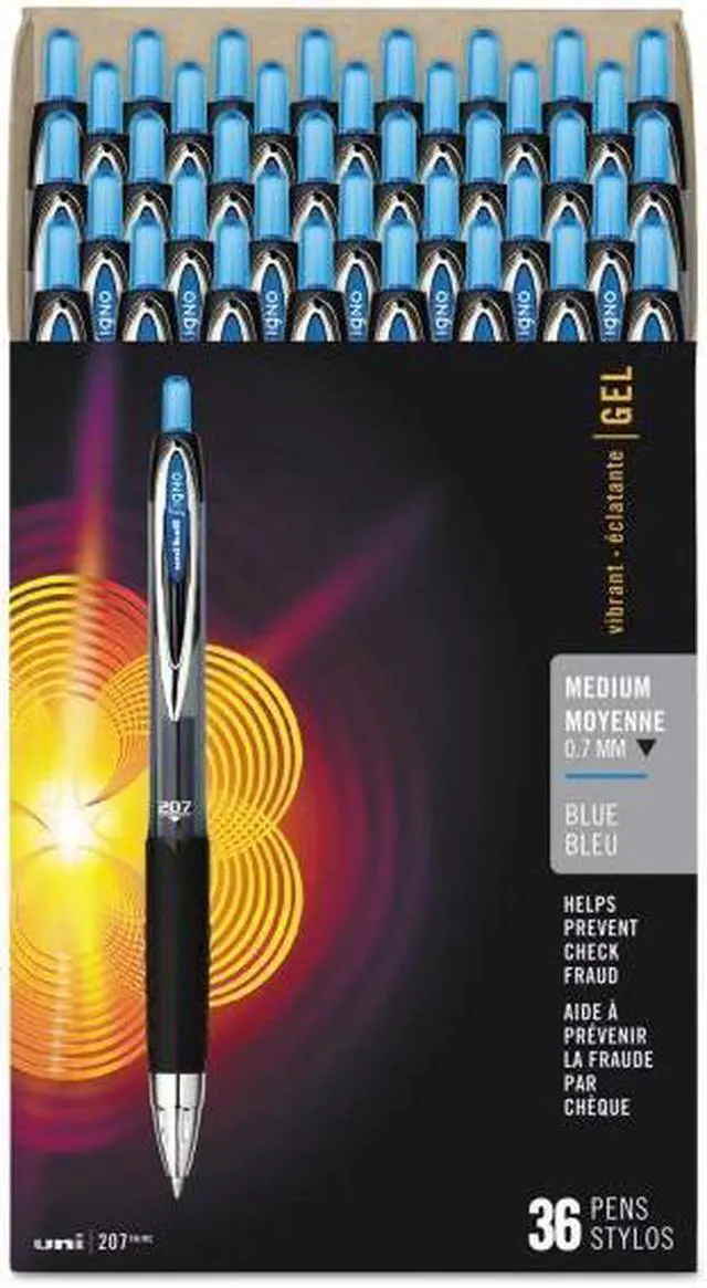Alt view image 4 of 15 - uni-ball Signo 207 Retractable Gel Pen Blue Ink 0.7mm 36/Box 1921064