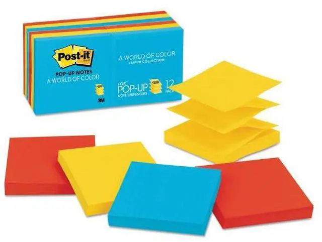 Alt view image 3 of 20 - 3M R33012AU Pop-Up Note Refills  3 x 3  Five Ultra Colors  12 100-Sheet Pads Pack