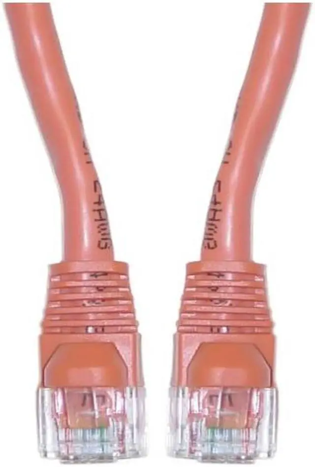 Alt view image 2 of 3 - Cable Wholesale Electronics Cat5e Orange Ethernet Crossover Cable Snagless/Molded Boot 14 Foot