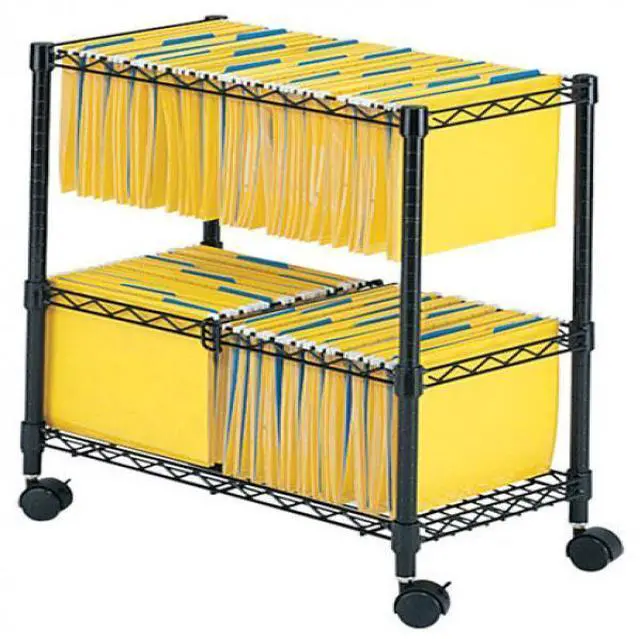 Alt view image 4 of 20 - Safco - 5278BL - Safco 2-Tier Rolling File Cart - 300 lb Capacity - 4 Casters - Steel - x 25.8 Width x 14 Depth x 29.8