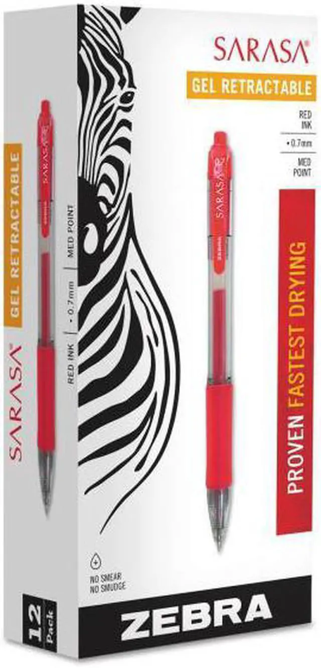 Alt view image 2 of 12 - Zebra Sarasa Retractable Gel Pen Red Ink Medium Dozen 46830