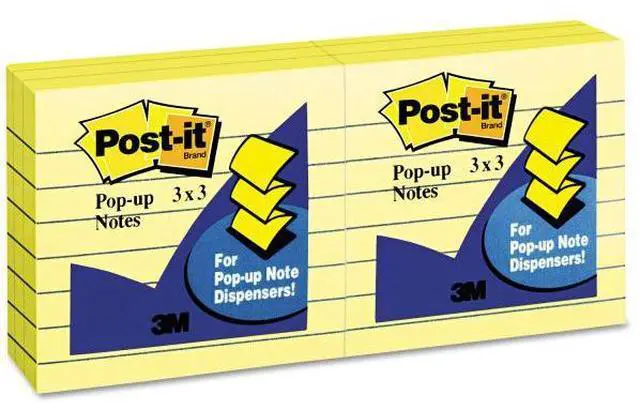 Alt view image 3 of 20 - 3M R335YW Pop-Up Note Refills 3 x 3 Canary Yellow Six 100-Sheet Pads Pack