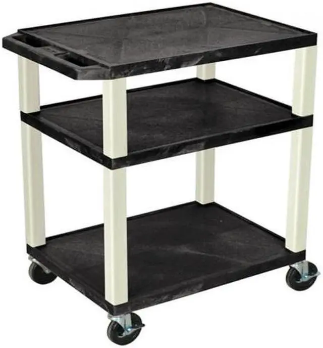 Alt view image 2 of 10 - Luxor WT34E 34" AV Cart 3 Shelf, Electric Black/Putty Leg