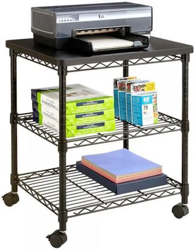 Main image of Safco Desk Side Wire Machine Stand, Three-Shelf Desk Side Wire Machine Stand